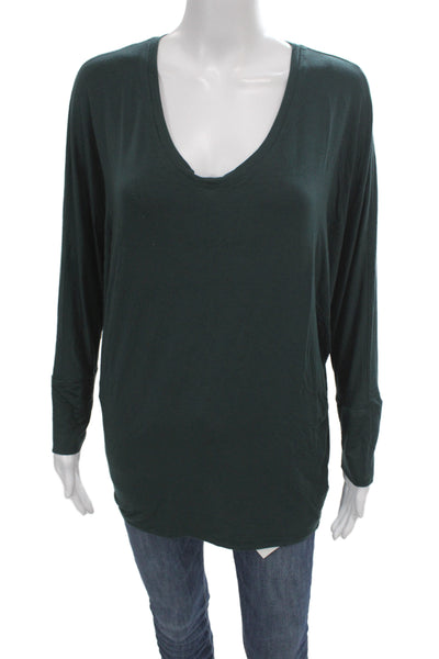 Amour Vert Women Tunic T-Shirt Green Scoop Neck Long Sleeve Modal Size One Size