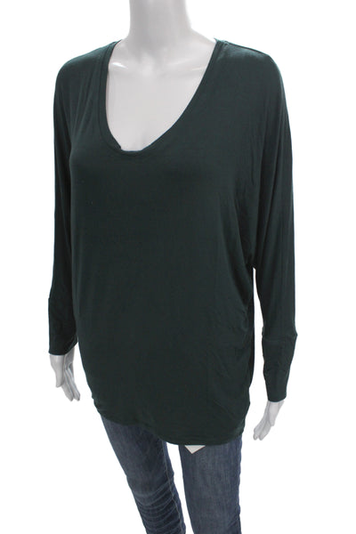 Amour Vert Women Tunic T-Shirt Green Scoop Neck Long Sleeve Modal Size One Size