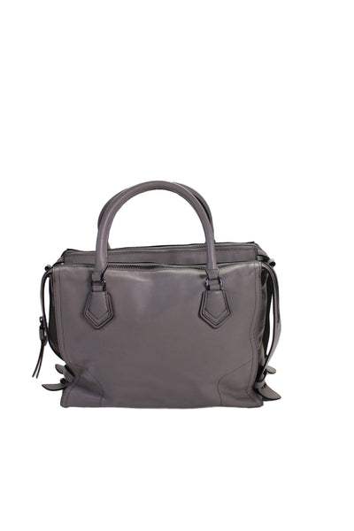 Botkier Womens Leather Top Handle Zipper Closure Shoulder Handbag Grey