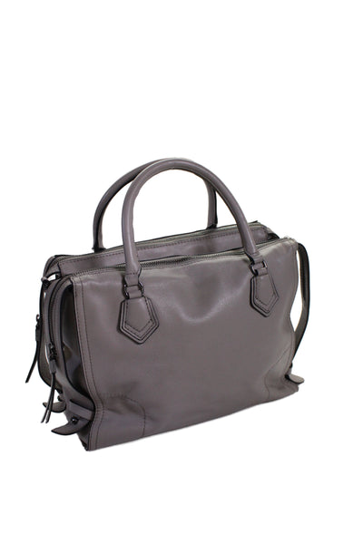 Botkier Womens Leather Top Handle Zipper Closure Shoulder Handbag Grey