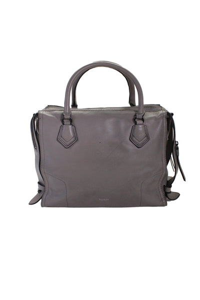 Botkier Womens Leather Top Handle Zipper Closure Shoulder Handbag Grey