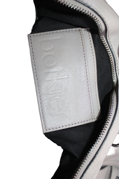 Botkier Womens Leather Top Handle Zipper Closure Shoulder Handbag Grey