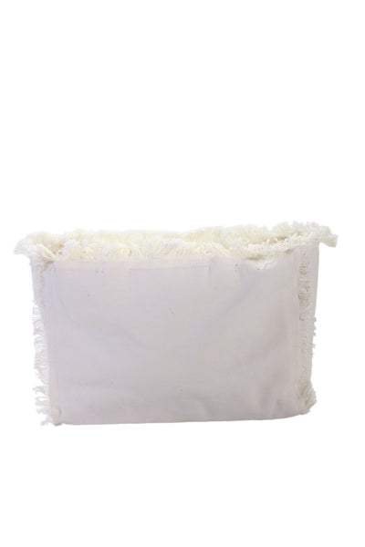 Ahdorned Womens Zipper Closure Gold Tone Large Clutch Handbag White