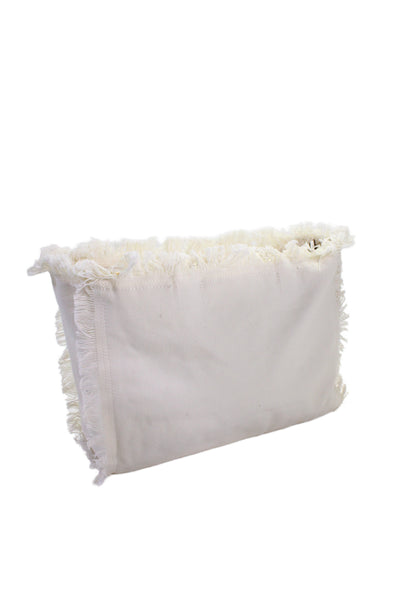 Ahdorned Womens Zipper Closure Gold Tone Large Clutch Handbag White