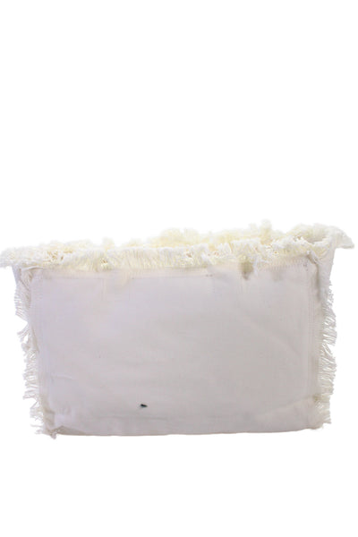 Ahdorned Womens Zipper Closure Gold Tone Large Clutch Handbag White