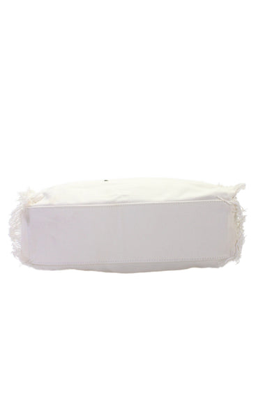Ahdorned Womens Zipper Closure Gold Tone Large Clutch Handbag White
