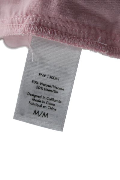 L Space Womens Cropped Pink Pants Viscose Solid Beach Button Size M