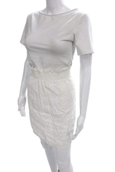 J Crew Women Mini Linen Skirt White Pull On Short Casual Size 8