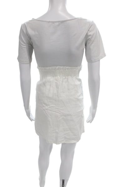 J Crew Women Mini Linen Skirt White Pull On Short Casual Size 8