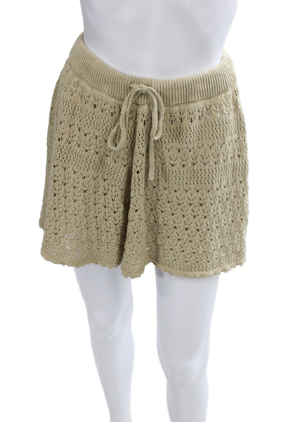 House of Harlow 1960 Womens Sweat Shorts Beige Cotton Drawstring Boho Size L