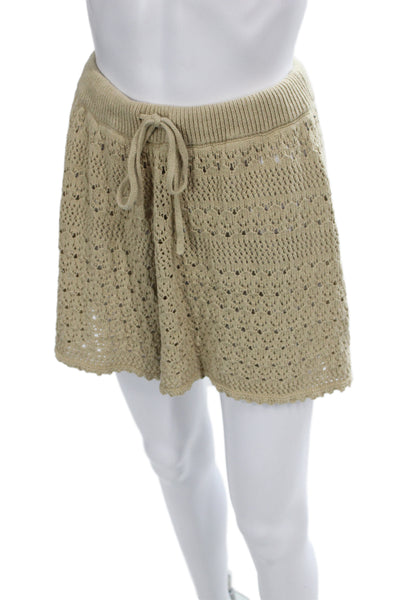 House of Harlow 1960 Womens Sweat Shorts Beige Cotton Drawstring Boho Size L