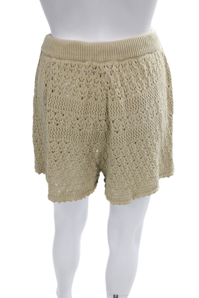 House of Harlow 1960 Womens Sweat Shorts Beige Cotton Drawstring Boho Size L