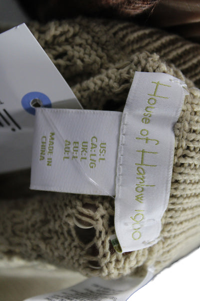 House of Harlow 1960 Womens Sweat Shorts Beige Cotton Drawstring Boho Size L