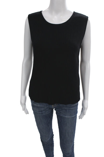St. John Collection Womens Basic Black Rayon Scoop Neck Sleeveless Tank Size L
