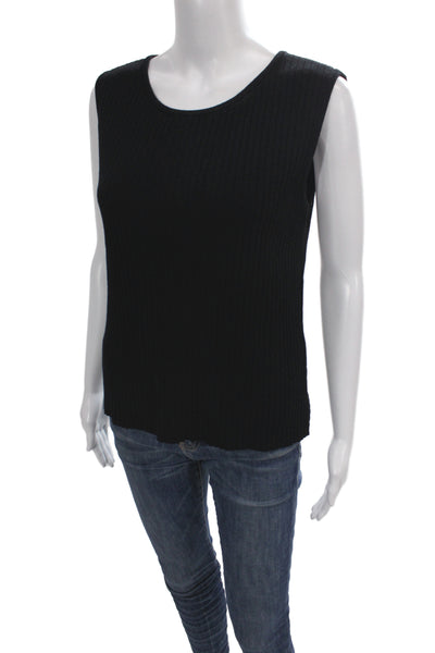 St. John Collection Womens Basic Black Rayon Scoop Neck Sleeveless Tank Size L
