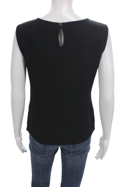 St. John Collection Womens Basic Black Rayon Scoop Neck Sleeveless Tank Size L