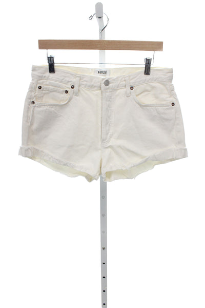 Agolde Womens Cut-Off Shorts Ivory Regenerative Cotton Button Casual Size 29