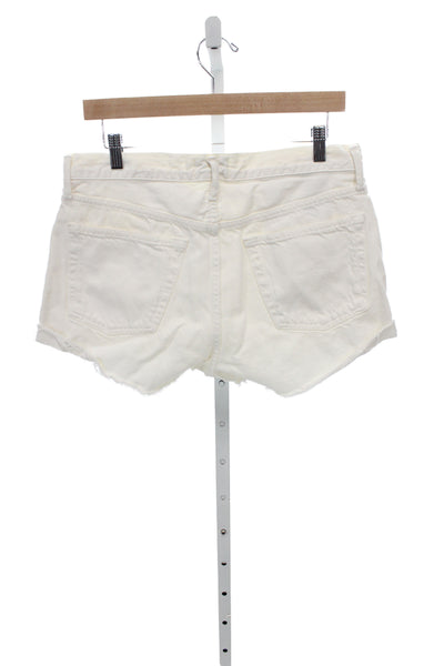 Agolde Womens Cut-Off Shorts Ivory Regenerative Cotton Button Casual Size 29