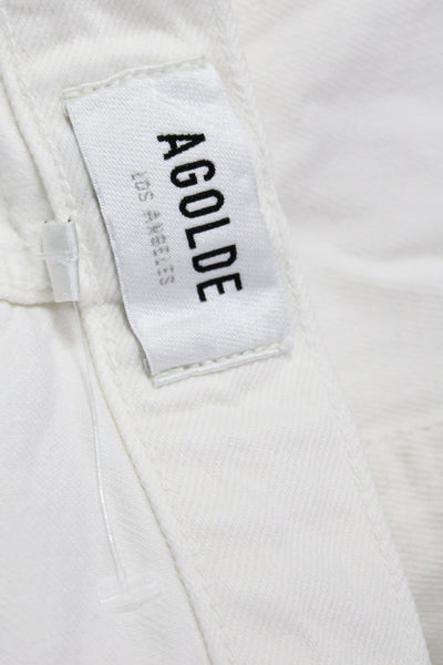 Agolde Womens Cut-Off Shorts Ivory Regenerative Cotton Button Casual Size 29
