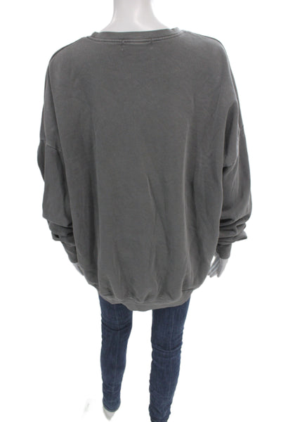 The Laundry Room Women Pullover Gray Cotton Crew Neck Long Sleeve Size M