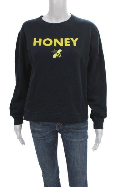 Kule Womens Black Long Sleeve Tee Organic Cotton Bee Size M