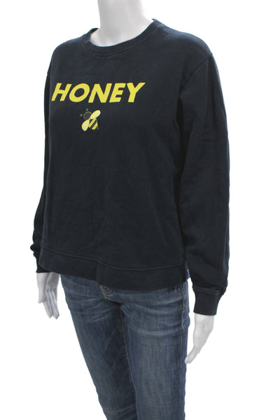 Kule Womens Black Long Sleeve Tee Organic Cotton Bee Size M