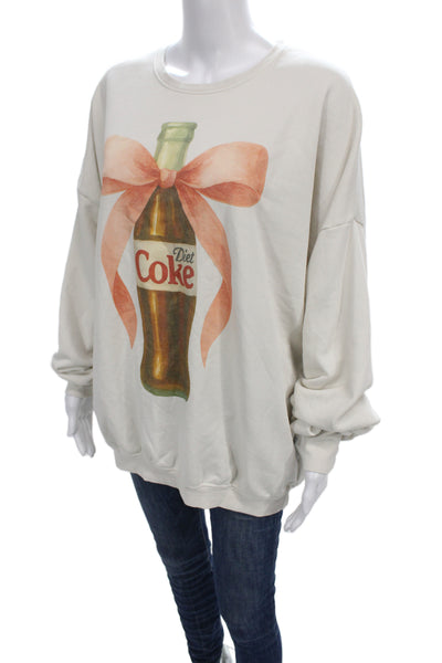 The Laundry Room Womens Pullover Sweatshirt Ivory Fleece Size M