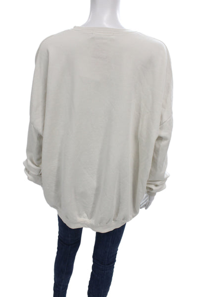 The Laundry Room Womens Pullover Sweatshirt Ivory Fleece Size M