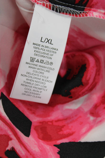 Kate Spade New York Womens Floral Rose Bud Print Robe White Pink Size Large