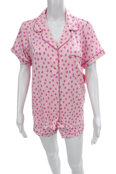 Kate Spade New York Womens Spotted Pajama Shorts Set Pink Size Large