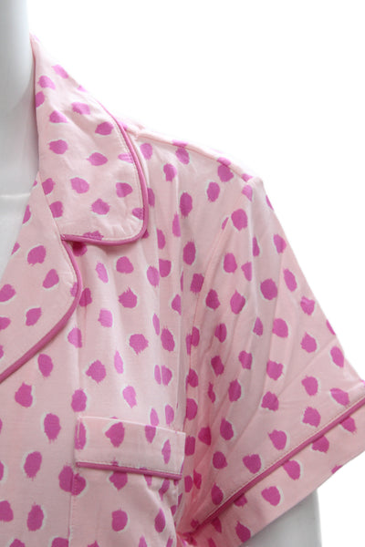 Kate Spade New York Womens Spotted Pajama Shorts Set Pink Size Large
