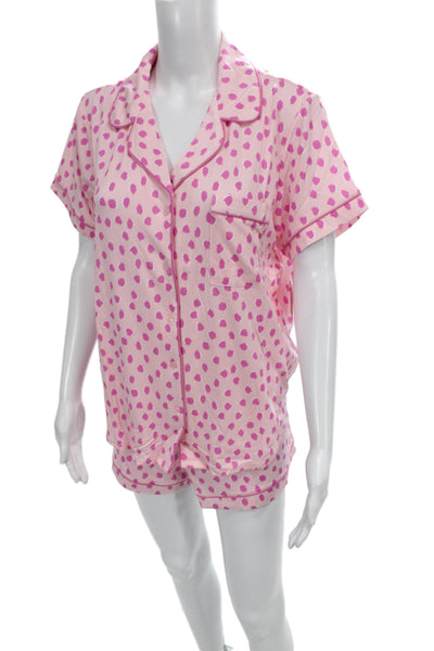 Kate Spade New York Womens Spotted Pajama Shorts Set Pink Size Large