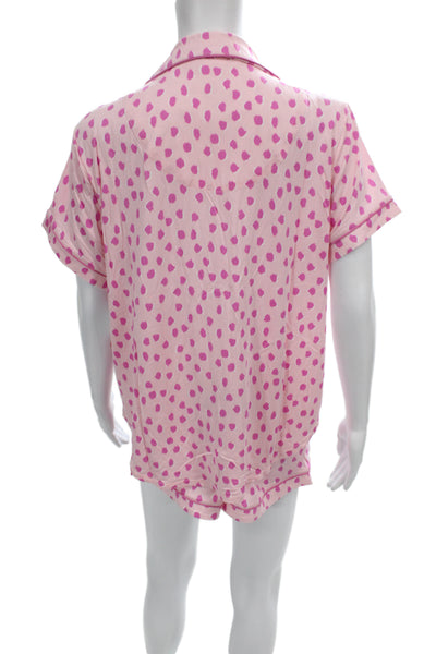 Kate Spade New York Womens Spotted Pajama Shorts Set Pink Size Large