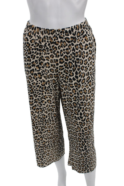 Kate Spade New York Womens Animal Print Pajama Set Beige Black Size Medium