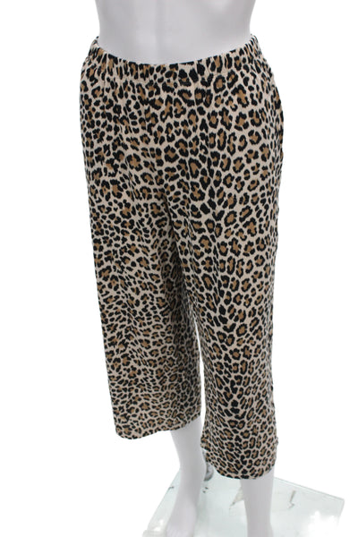 Kate Spade New York Womens Animal Print Pajama Set Beige Black Size Medium