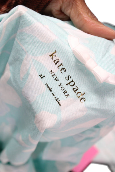 Kate Spade New York Womens Floral Print Pajama Set Blue White Size Extra Large