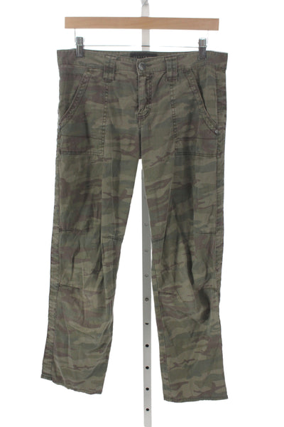 Sanctuary Womens Cargo Pants Green Camo Cotton Size 27