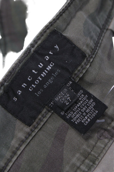 Sanctuary Womens Cargo Pants Green Camo Cotton Size 27