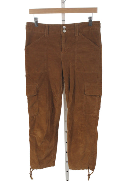 Sanctuary Womens Cargo Corduroy Pants Brown Button Closure Size 27