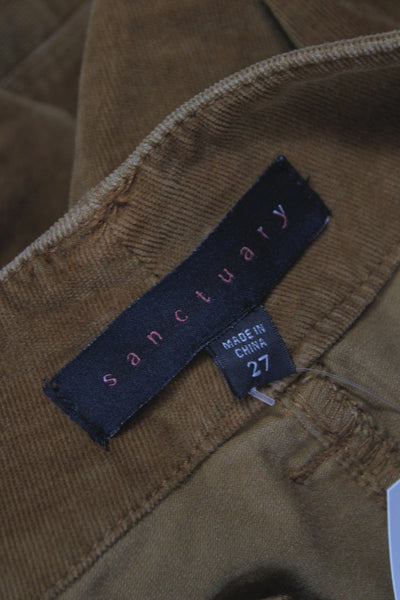 Sanctuary Womens Cargo Corduroy Pants Brown Button Closure Size 27