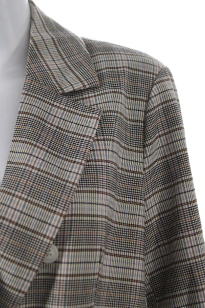 Sanctuary Women Beige Plaid Basic Jacket Long Sleeve Button Polyester Size S