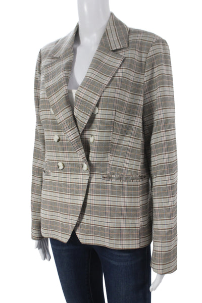 Sanctuary Women Beige Plaid Basic Jacket Long Sleeve Button Polyester Size S