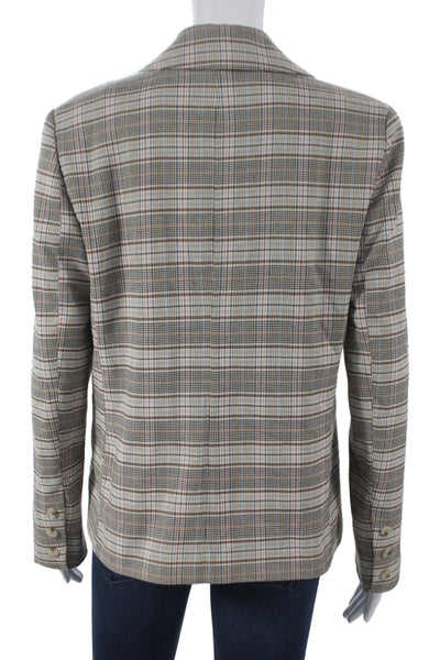 Sanctuary Women Beige Plaid Basic Jacket Long Sleeve Button Polyester Size S