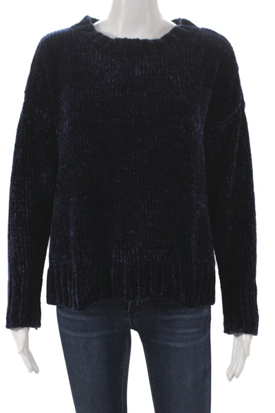 Sanctuary Women Chenille Pullover Sweater Blue Crewneck Long Sleeve Size S