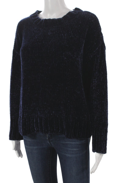 Sanctuary Women Chenille Pullover Sweater Blue Crewneck Long Sleeve Size S
