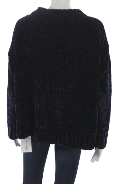 Sanctuary Women Chenille Pullover Sweater Blue Crewneck Long Sleeve Size S
