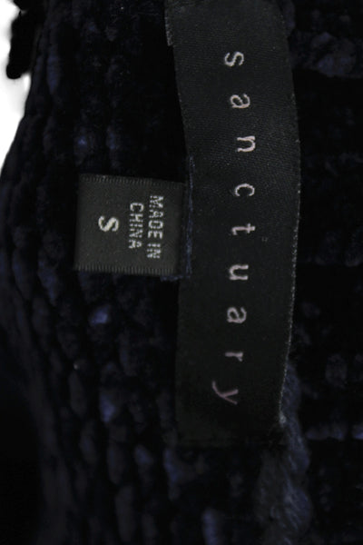 Sanctuary Women Chenille Pullover Sweater Blue Crewneck Long Sleeve Size S