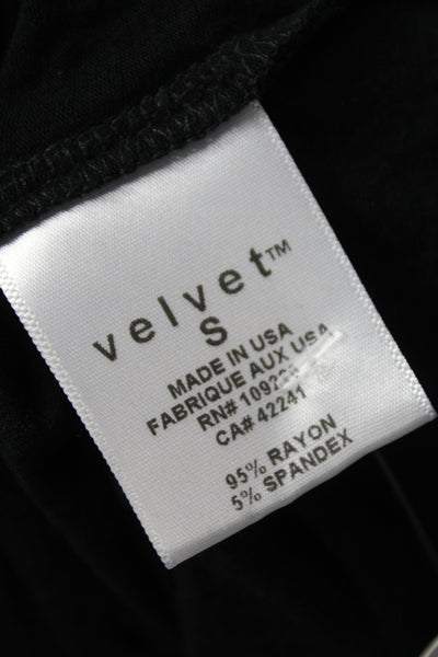 Velvet Women Jersey T-Shirt Black Scoop Neck Long Sleeve Rayon Pullover Size S
