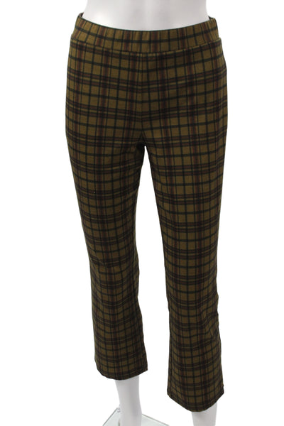 Sanctuary Women Cropped Plaid Brown Pull On Pants Size S