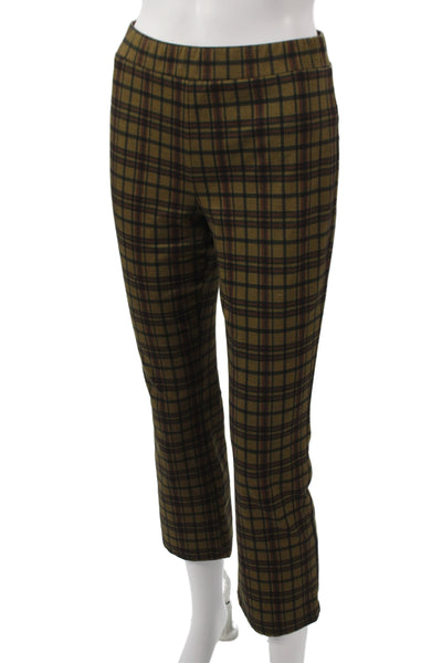 Sanctuary Women Cropped Plaid Brown Pull On Pants Size S